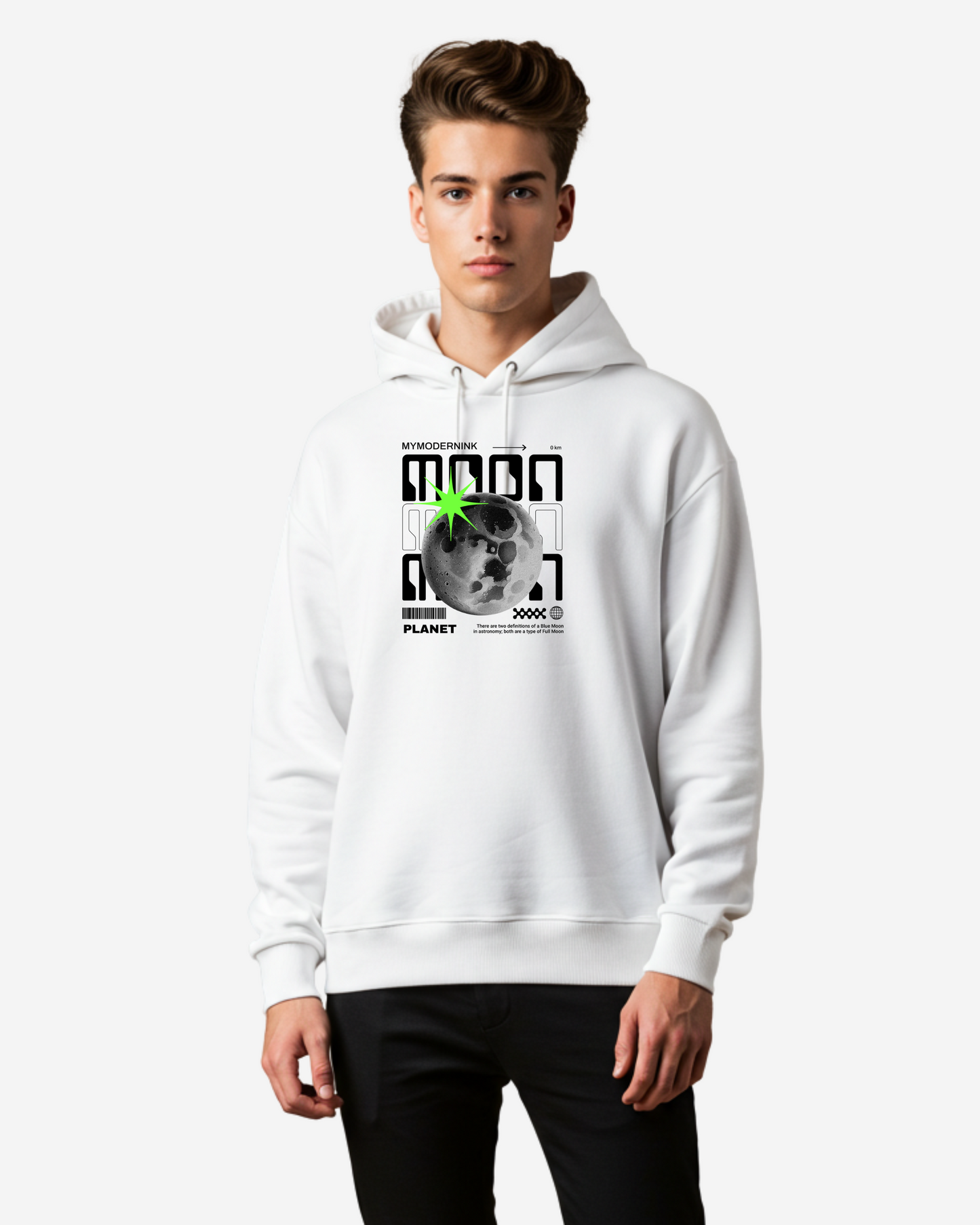 Moon Planet Streetwear Brutalism Men's Oversized Hoodie
