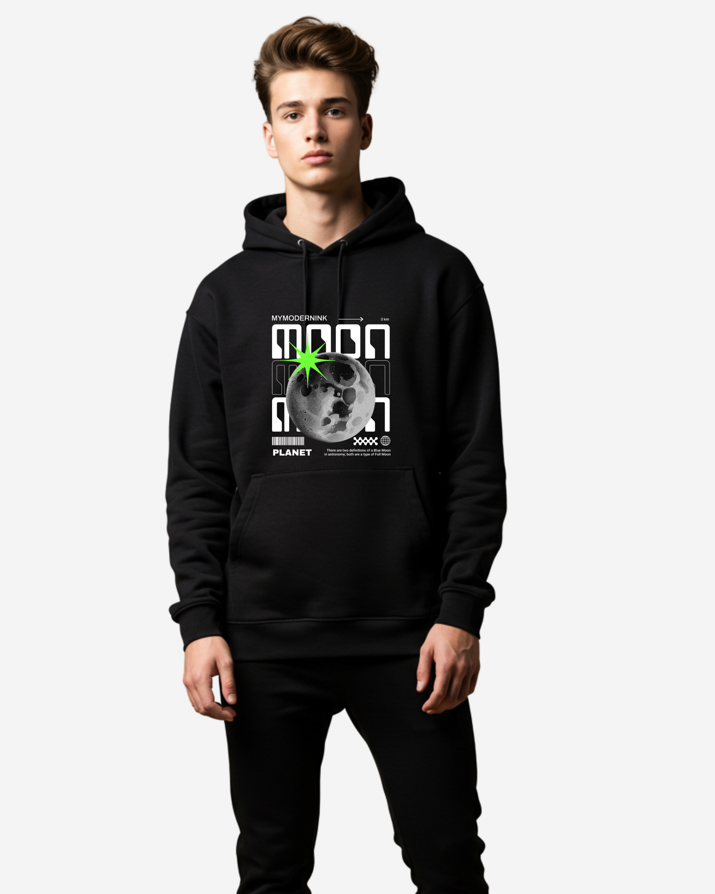 Moon Planet Streetwear Brutalism Men's Oversized Hoodie