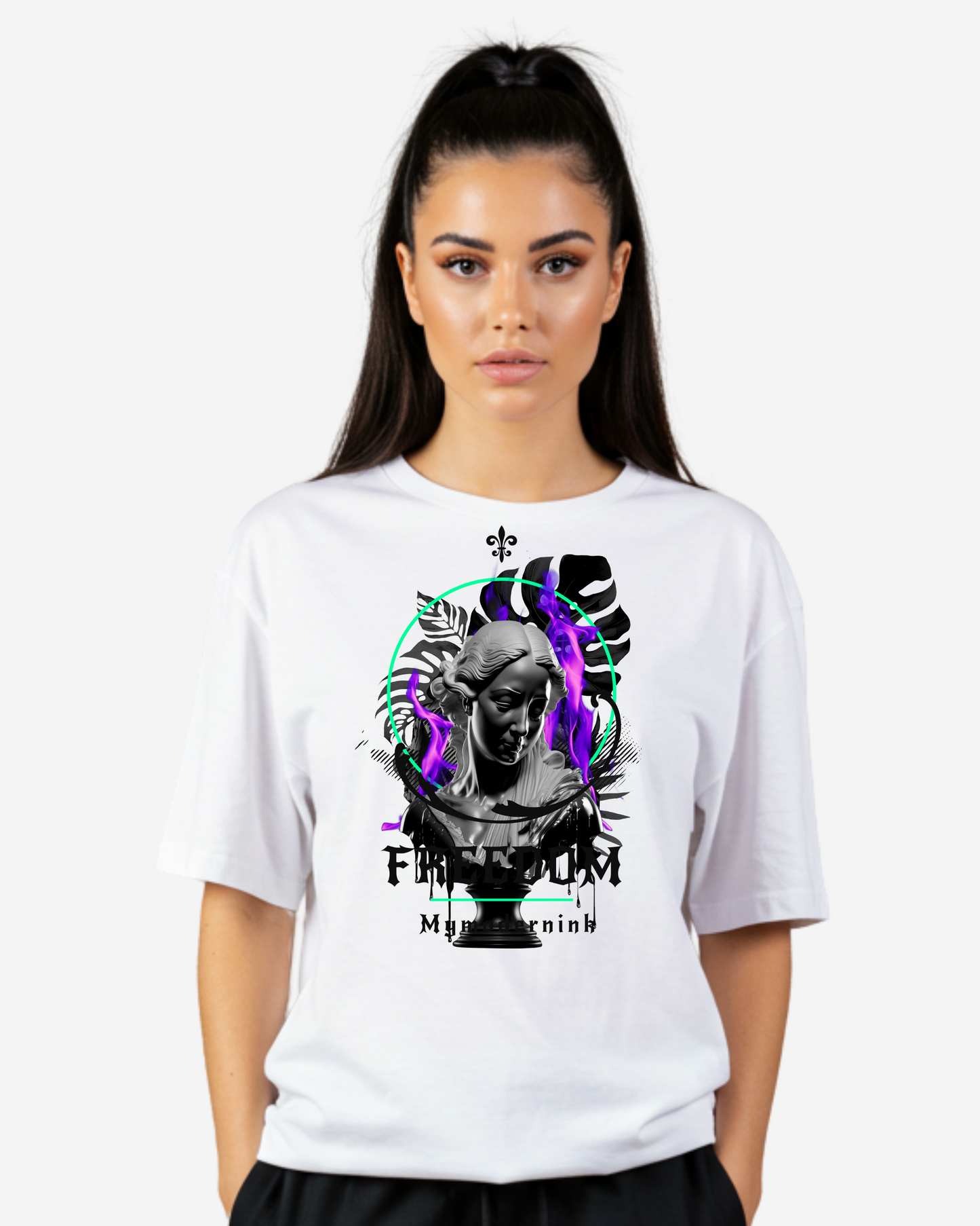 Freedom Flame Statue Women's Oversized T-Shirt