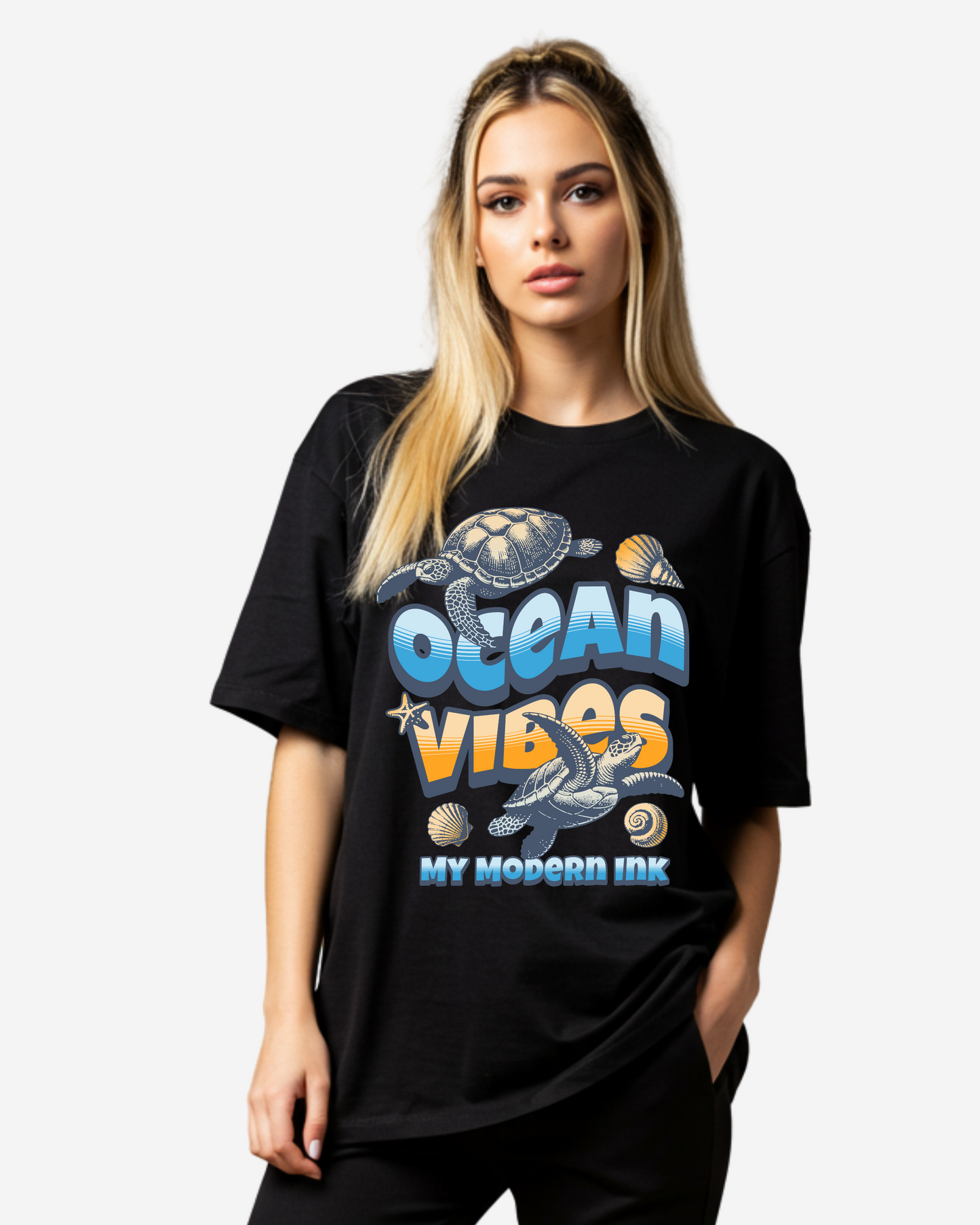 Sea Turtle Ocean Vibes Summer Women's Oversized T-Shirt