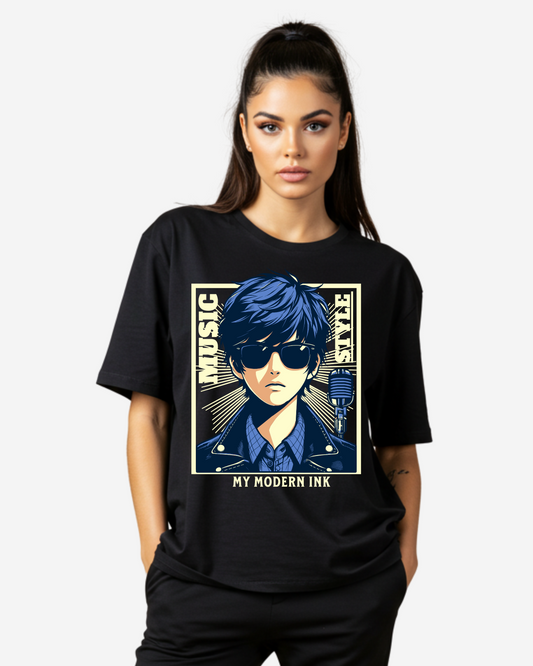 Anime Music Style Women's Oversized T-Shirt