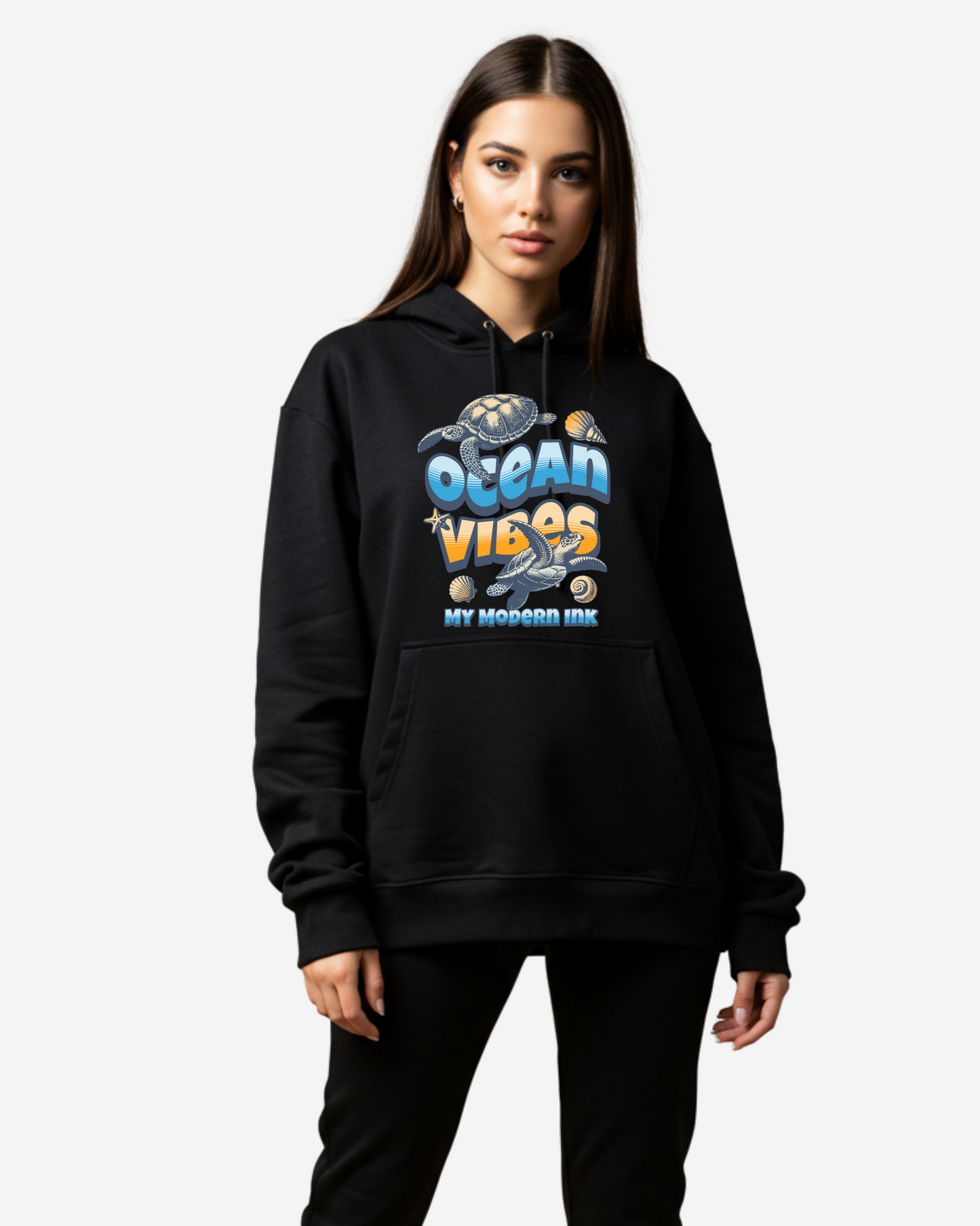 Sea Turtle Ocean Vibes Summer Women's Oversized Hoodie