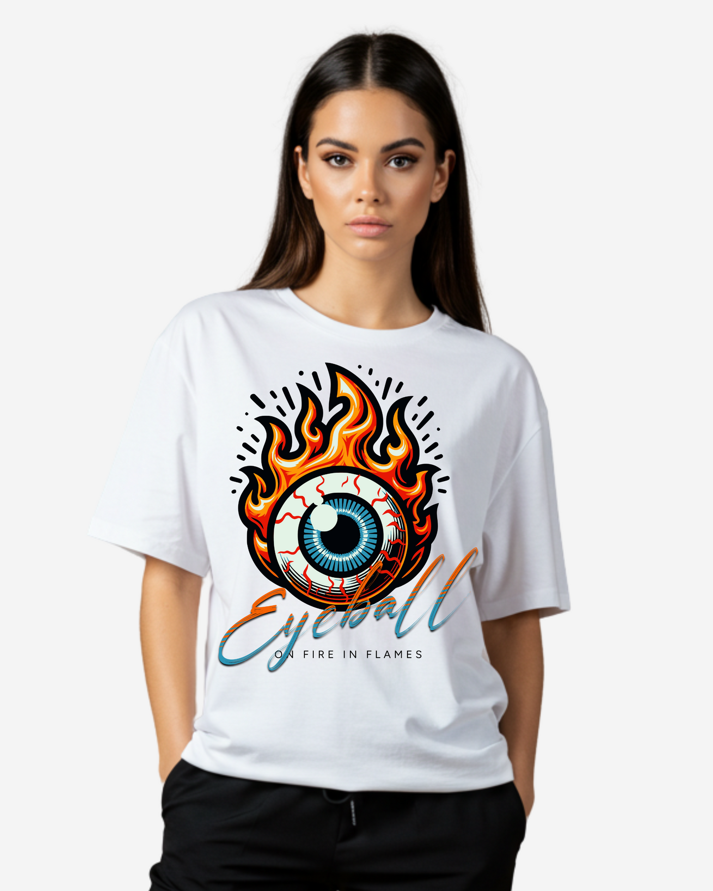Eyeball on fire Women's Oversized T-Shirt
