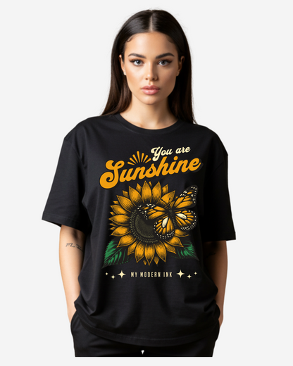 Sunflower and Butterfly Women's Oversized T-Shirt